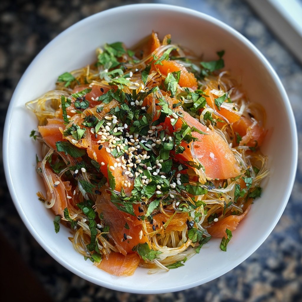 Smoked Salmon Glass Noodle Bowl