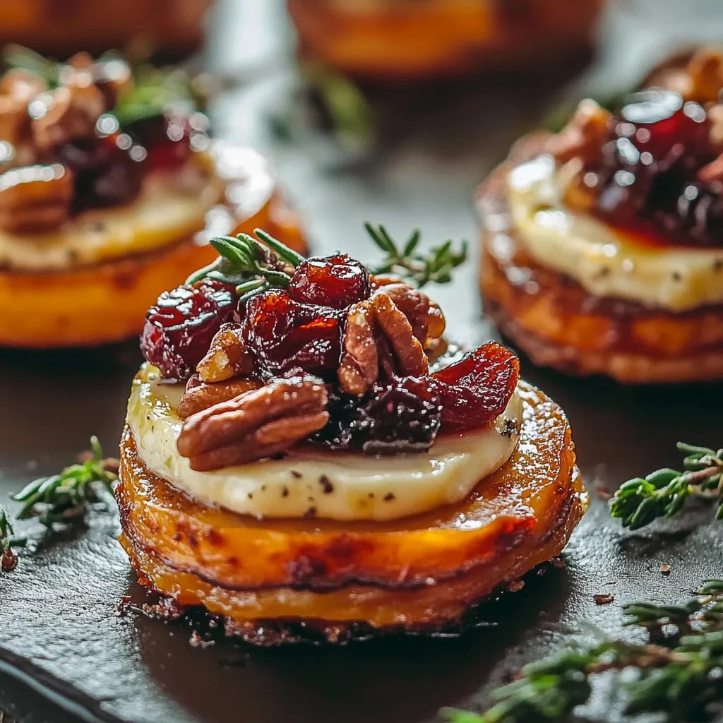 Sweet Potato Rounds with Brie, Cranberry, and Pecans