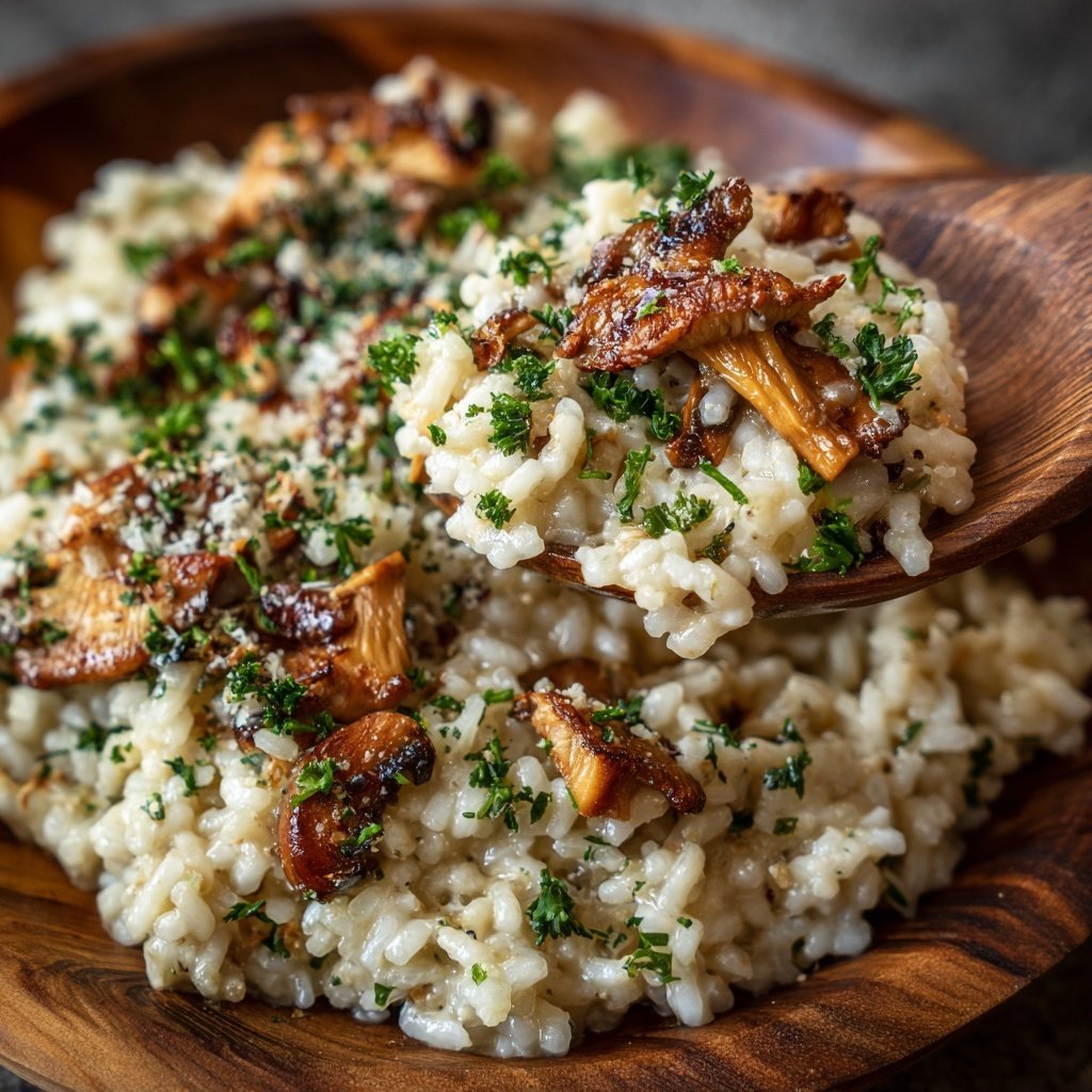 Oven Risotto with Crispy Mushrooms