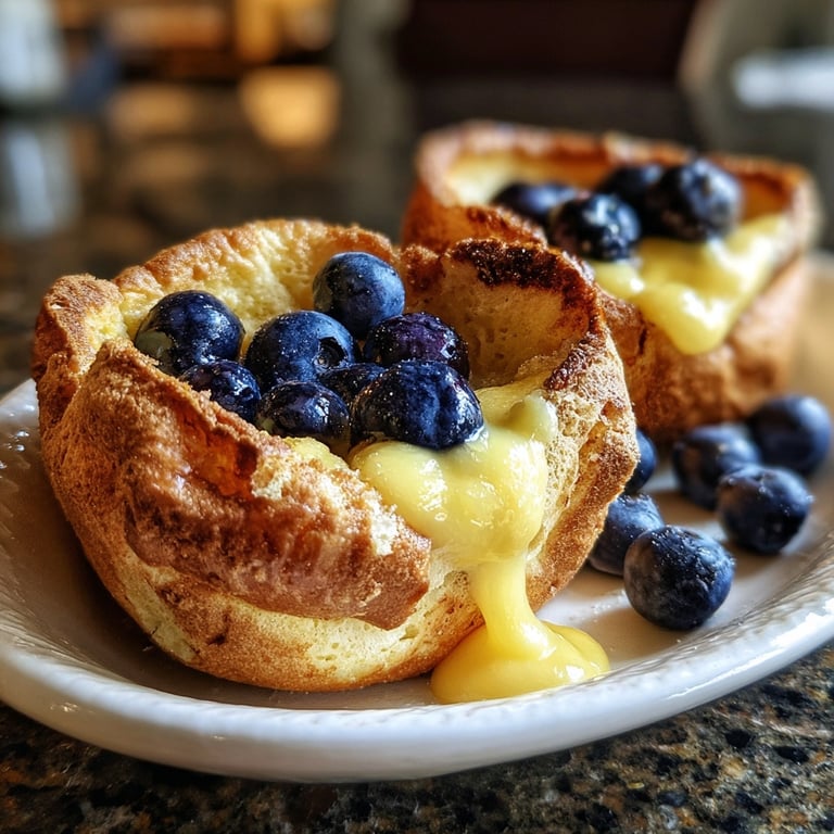 Dutch Babies with Lemon Curd and Blueberries