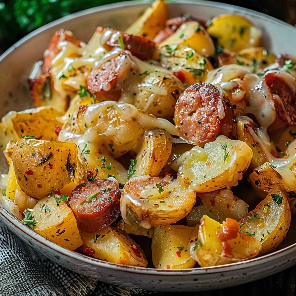 Cheesy Ranch Potatoes and Smoked Sausage