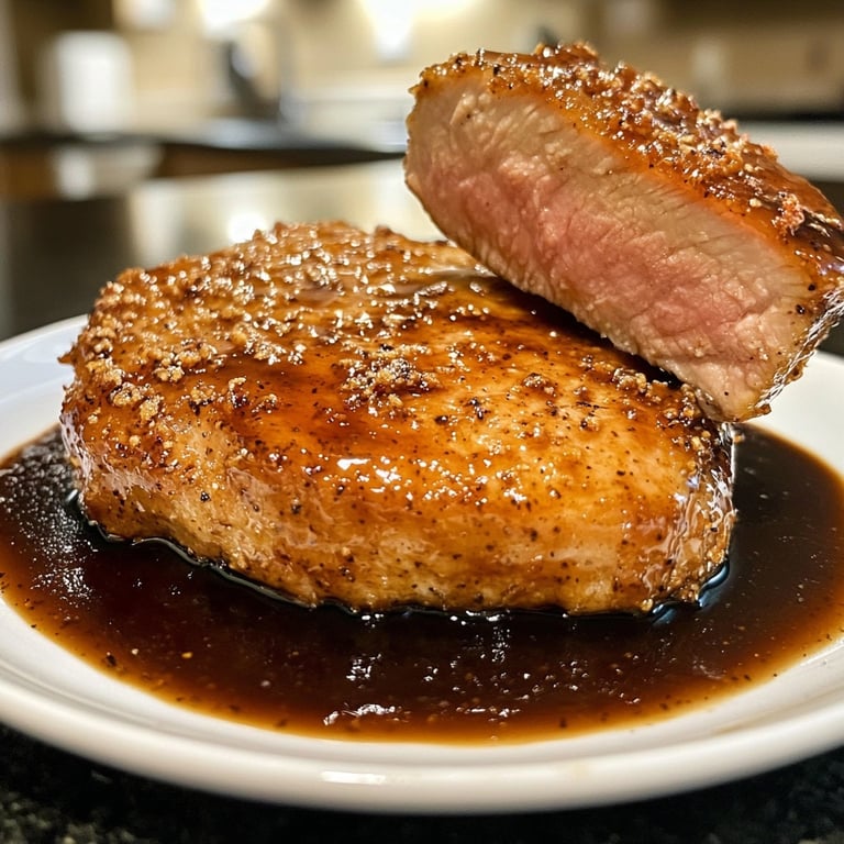 Pork Chop with Balsamic Maple Glaze
