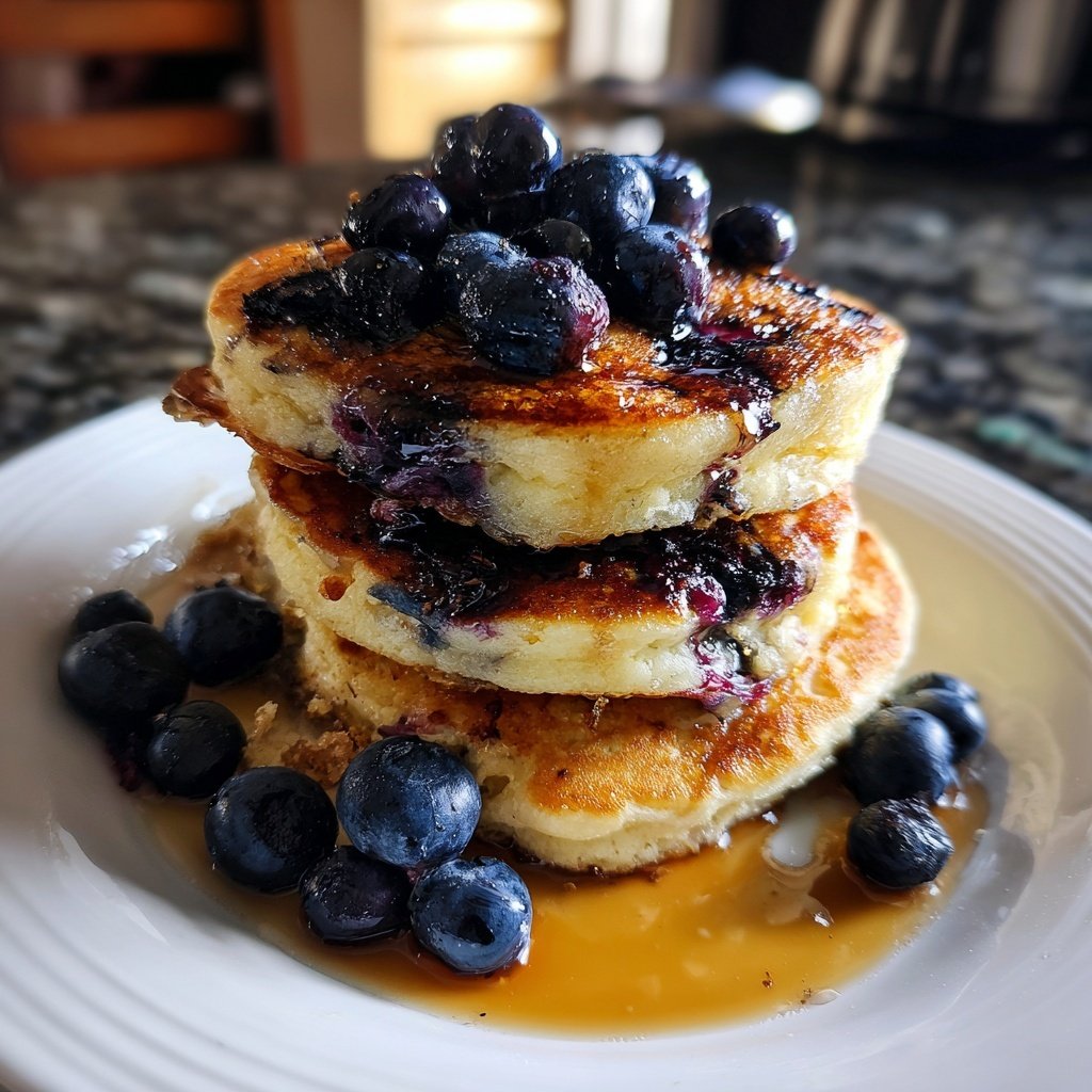Lemon Vanilla Blueberry Pancakes