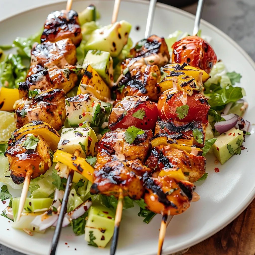 BBQ Chicken Skewer Salad