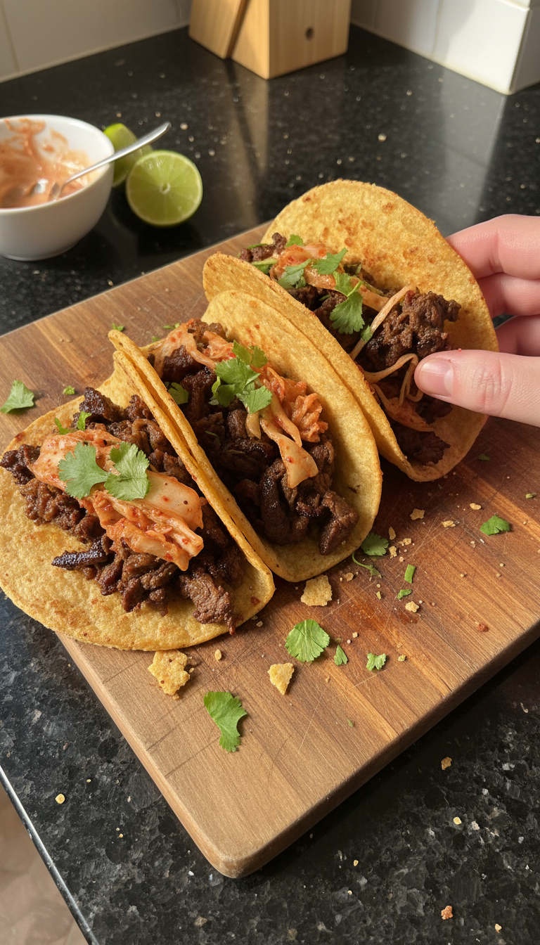 Korean Beef Tacos with Kimchi