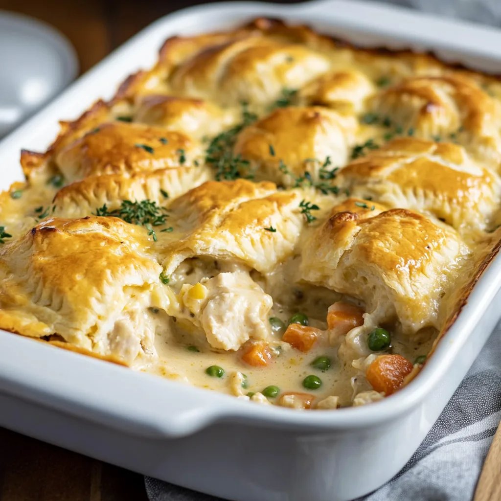 Easy Creamy Chicken Pot Pie Casserole Recipe