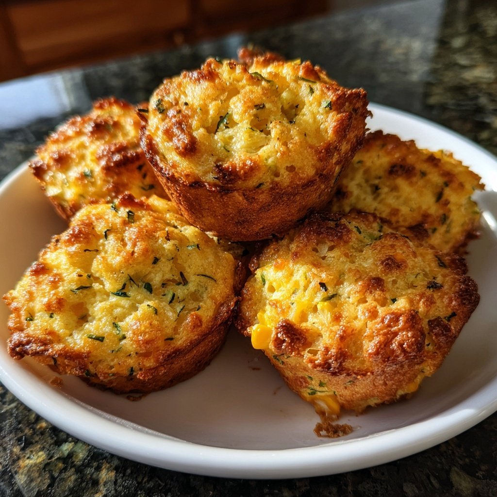 Cheesy Zucchini Cornbread Muffins
